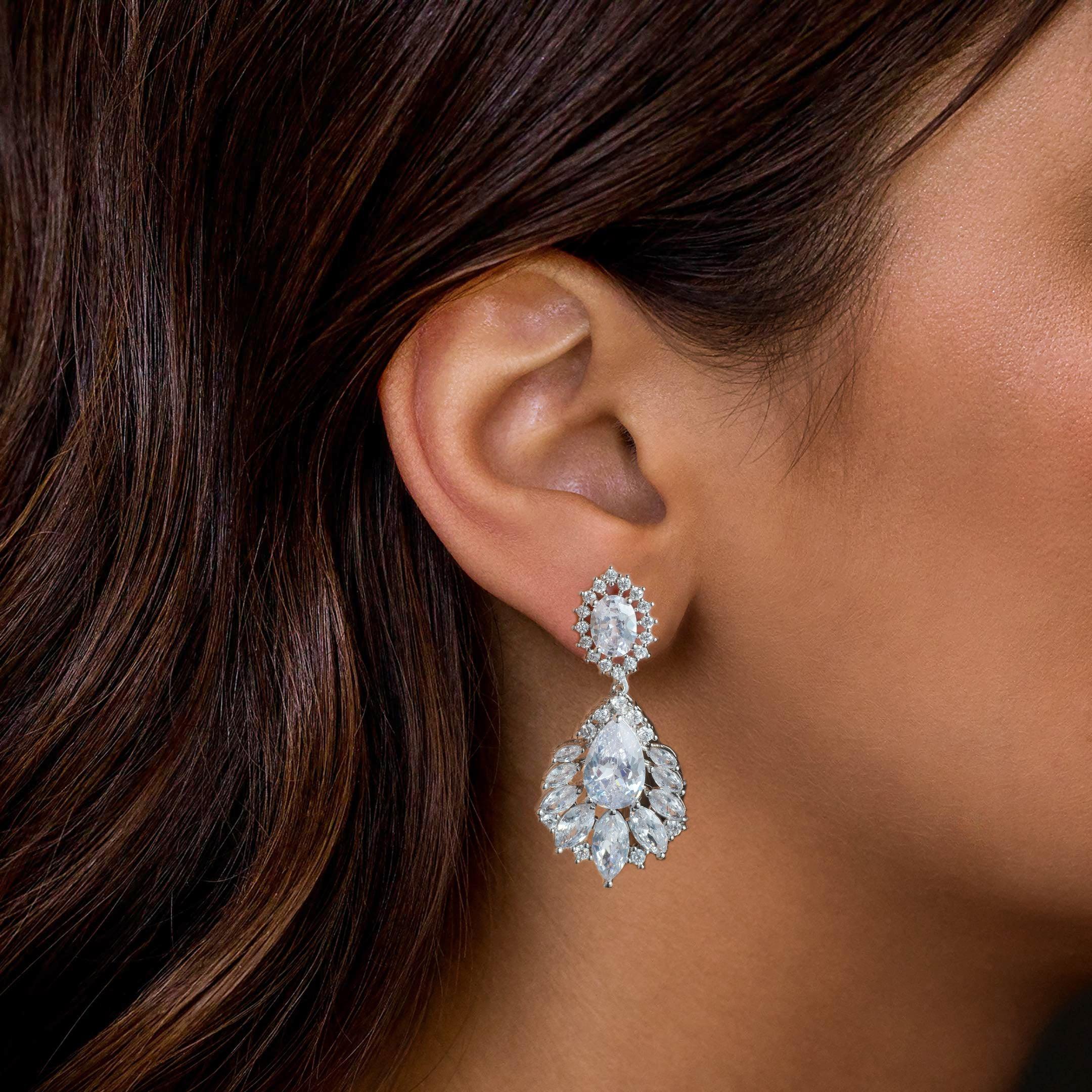 Felicegals Stimulated Diamond Pear Drop Earrings - Felicegals 丨Wedding ring 丨Fashion ring 丨Diamond ring 丨Gemstone ring-Earrings-Felicegals 丨Wedding ring 丨Fashion ring 丨Diamond ring 丨Gemstone ring