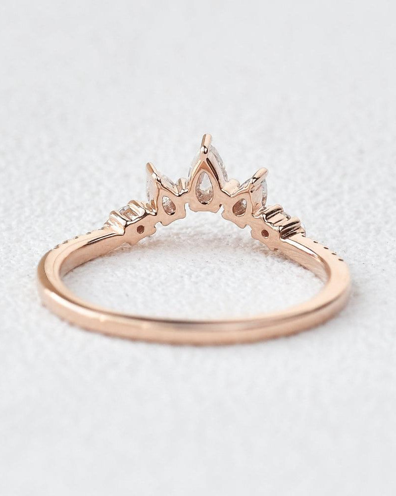 Pear Shaped Curved Moissanite Wedding Band - Felicegals