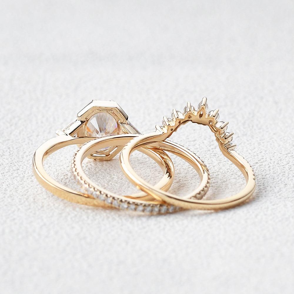 Geometric Moissanite Retro Style Ring Set 3pcs - Felicegals