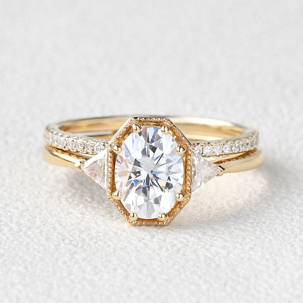 Geometric Moissanite Retro Style Ring Set 2pcs - Felicegals