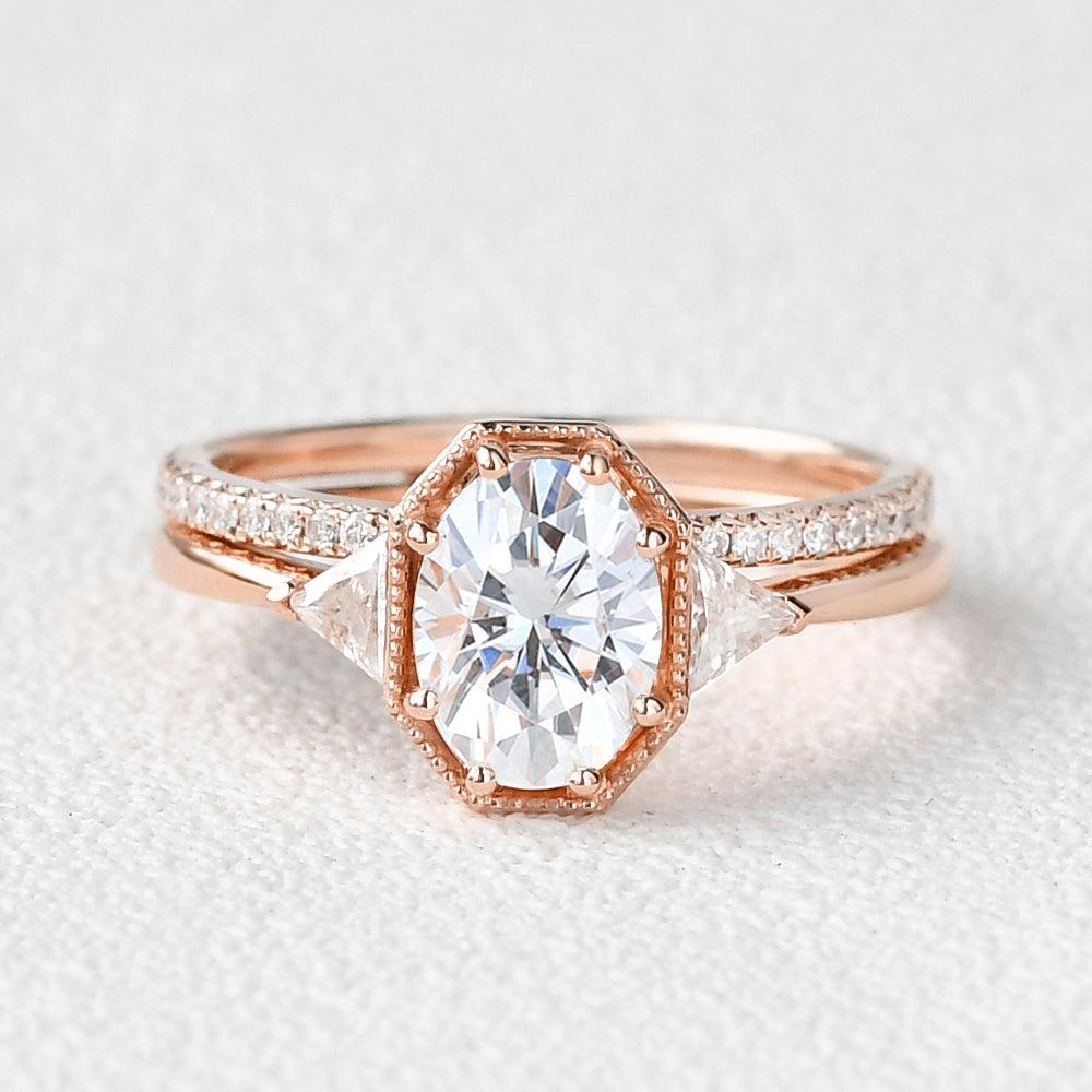 Geometric Moissanite Retro Style Ring Set 2pcs - Felicegals 丨Wedding ring 丨Fashion ring 丨Diamond ring 丨Gemstone ring