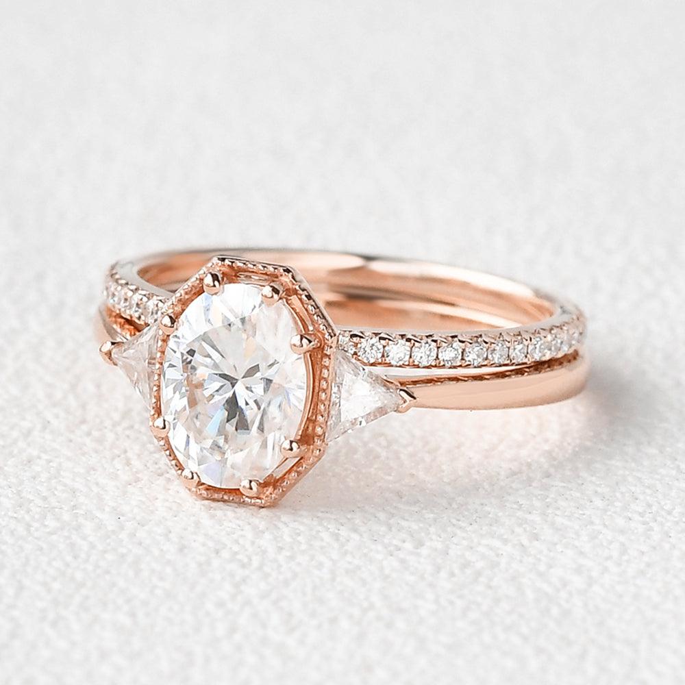 Geometric Moissanite Retro Style Ring Set 2pcs - Felicegals 丨Wedding ring 丨Fashion ring 丨Diamond ring 丨Gemstone ring