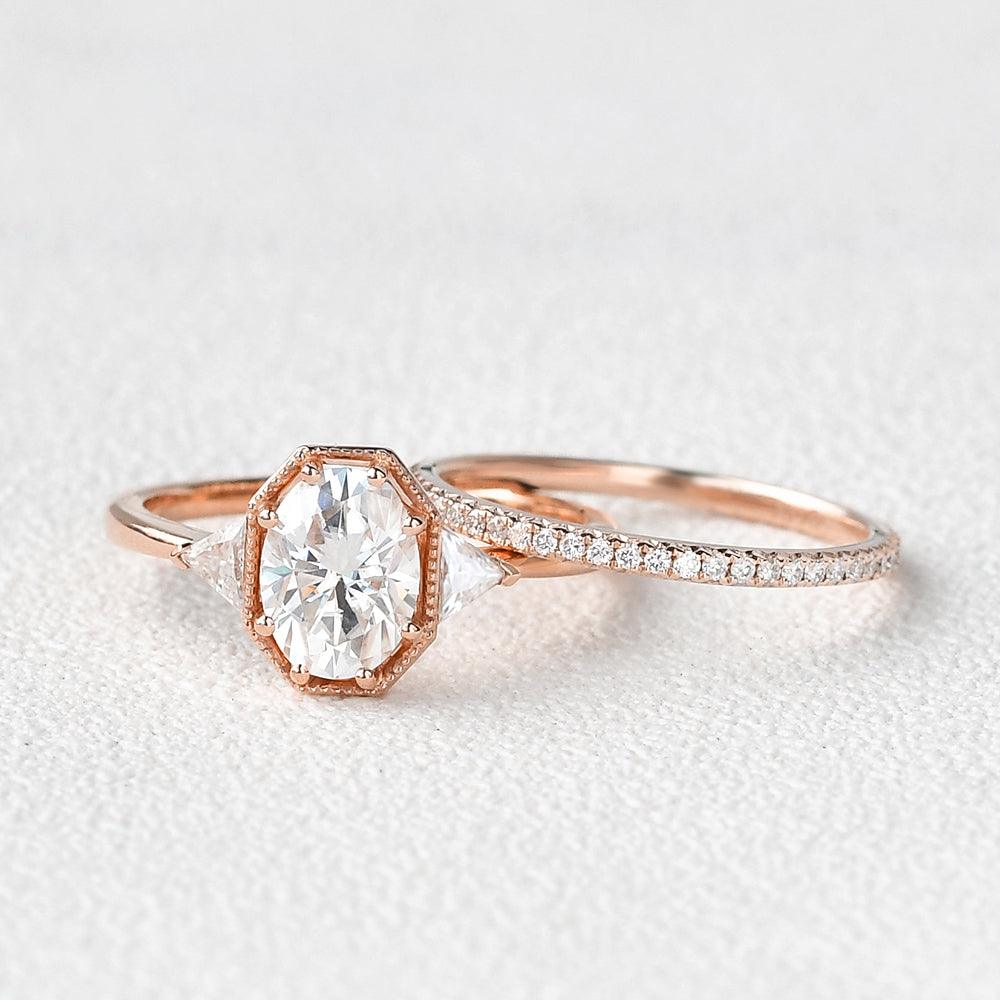 Geometric Moissanite Retro Style Ring Set 2pcs - Felicegals 丨Wedding ring 丨Fashion ring 丨Diamond ring 丨Gemstone ring