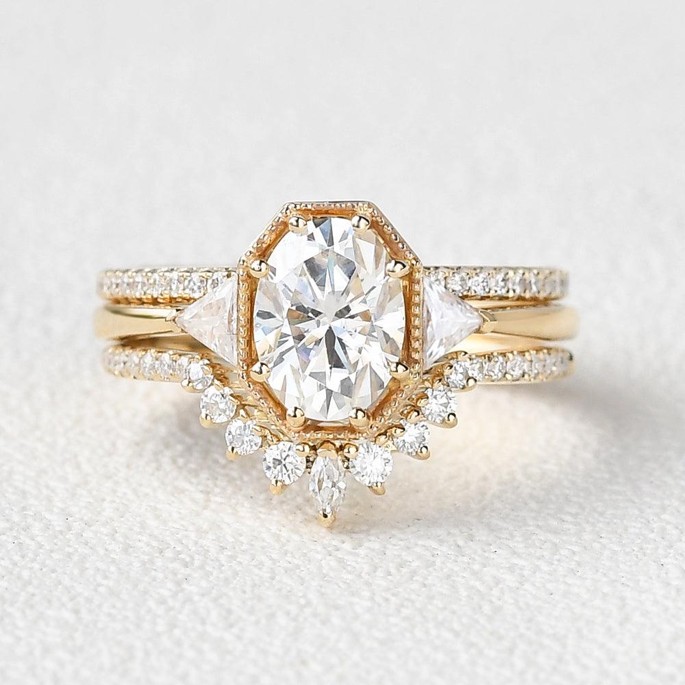 Geometric Moissanite Retro Style Ring Set 3pcs - Felicegals