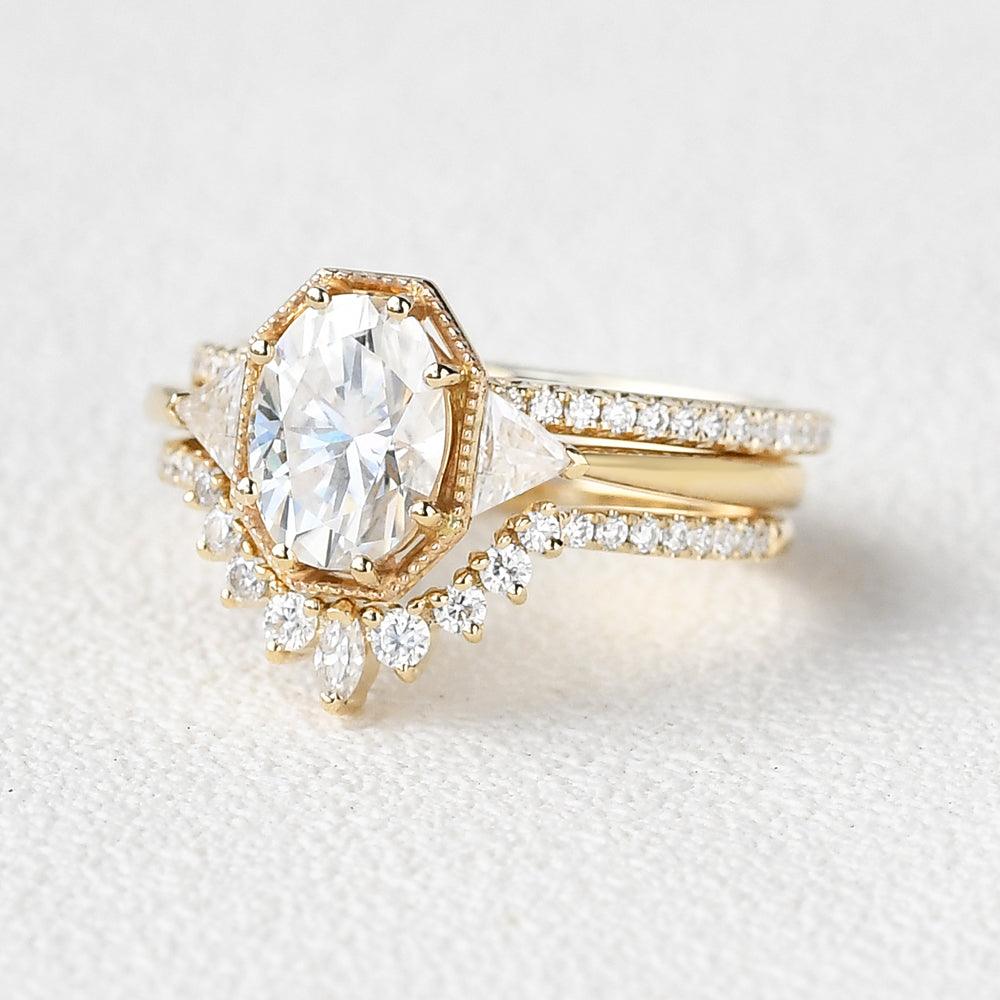 Geometric Moissanite Retro Style Ring Set 3pcs - Felicegals