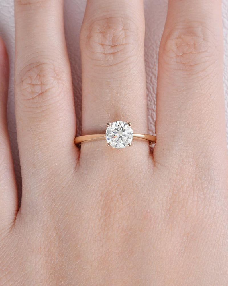 1ct Classic 4 Prongs Yellow Gold Ring - Felicegals