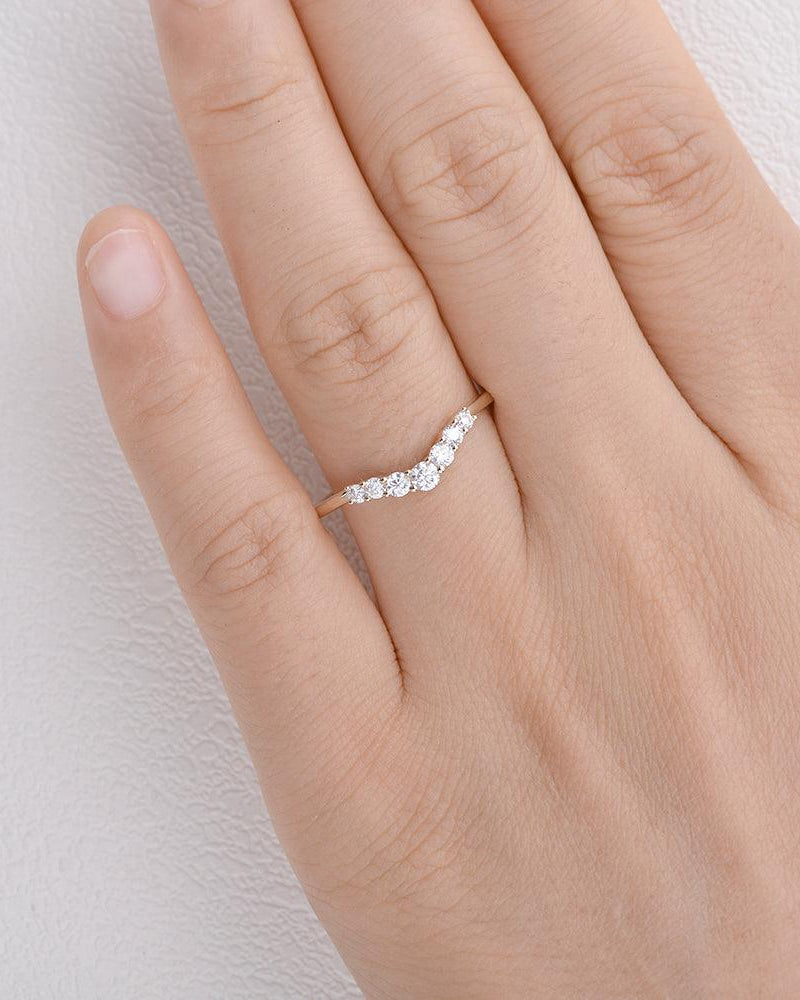 Chevron V Shaped Moissanite Yellow Gold Ring - Felicegals