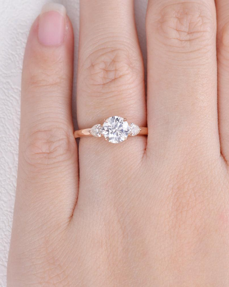 1ct Roundness Moissanite Rose Gold Ring - Felicegals