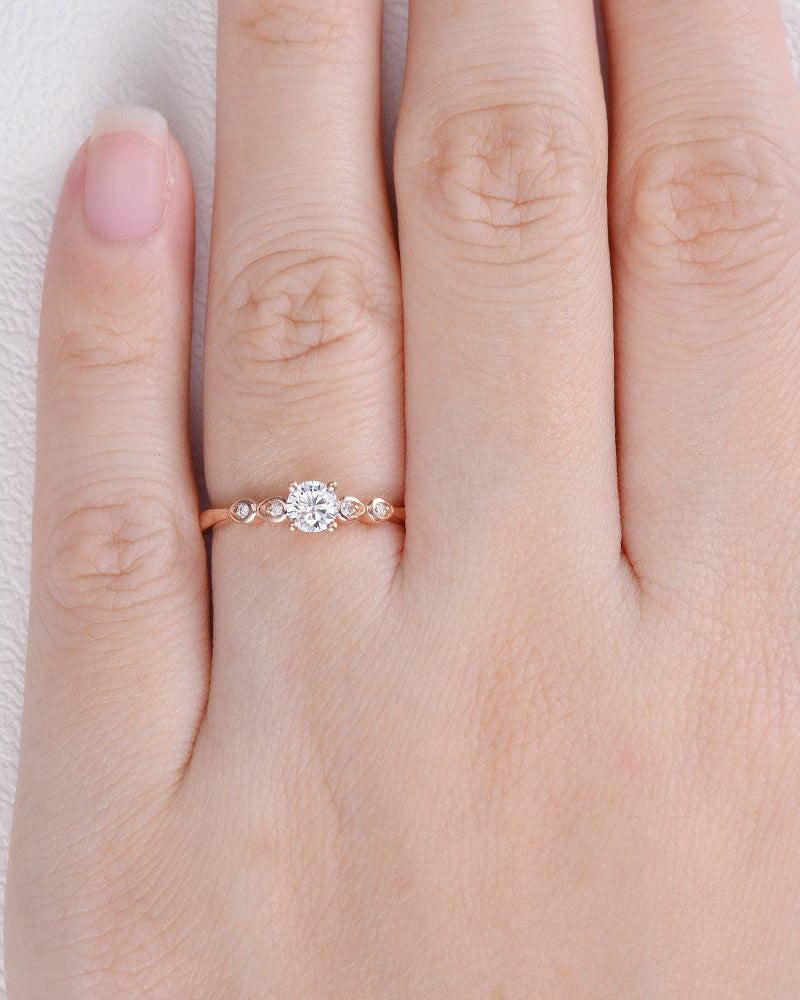 Moissanite Rose Gold Four Prongs Ring - Felicegals