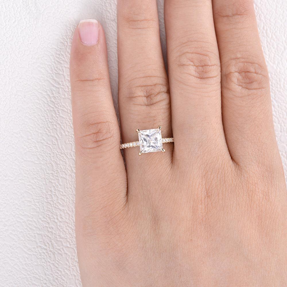 Princess Cut Moissanite Engagement Ring - Felicegals