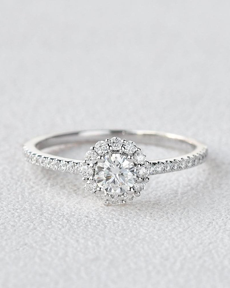 Round Shaped Moissanite Halo Ring - Felicegals