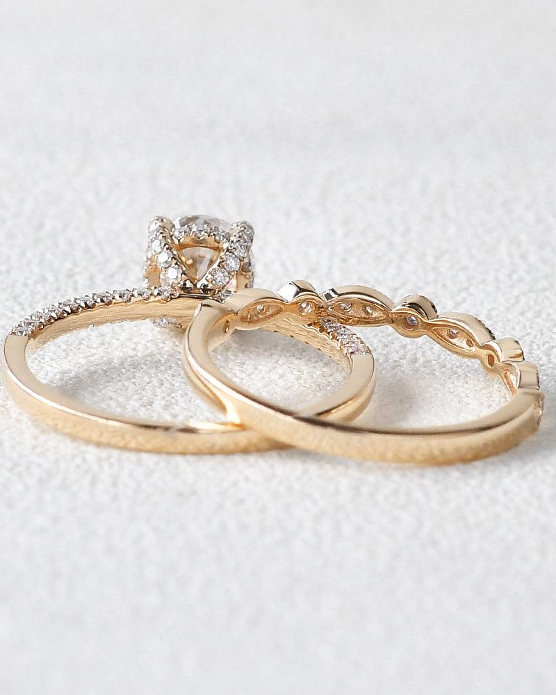 Classic 4 Prongs Moissanite Ring Set 2pcs - Felicegals