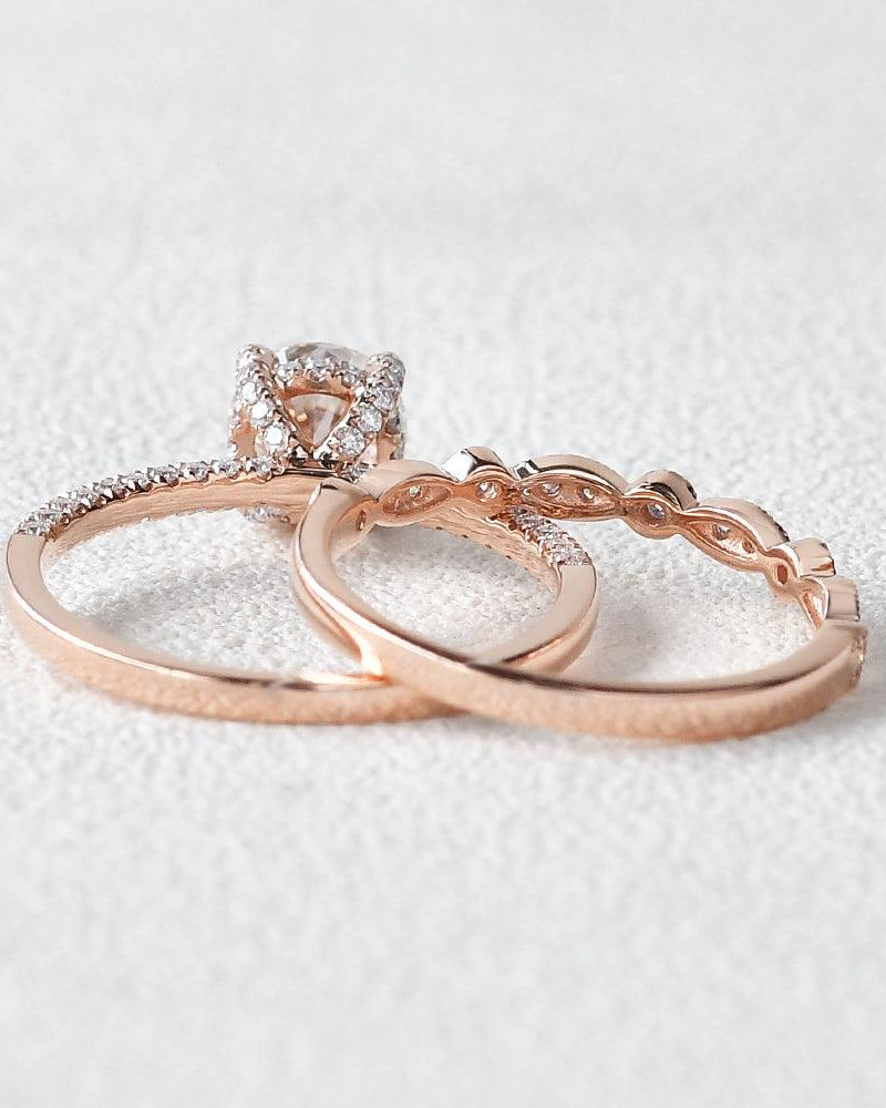 Classic 4 Prongs Moissanite Ring Set 2pcs - Felicegals