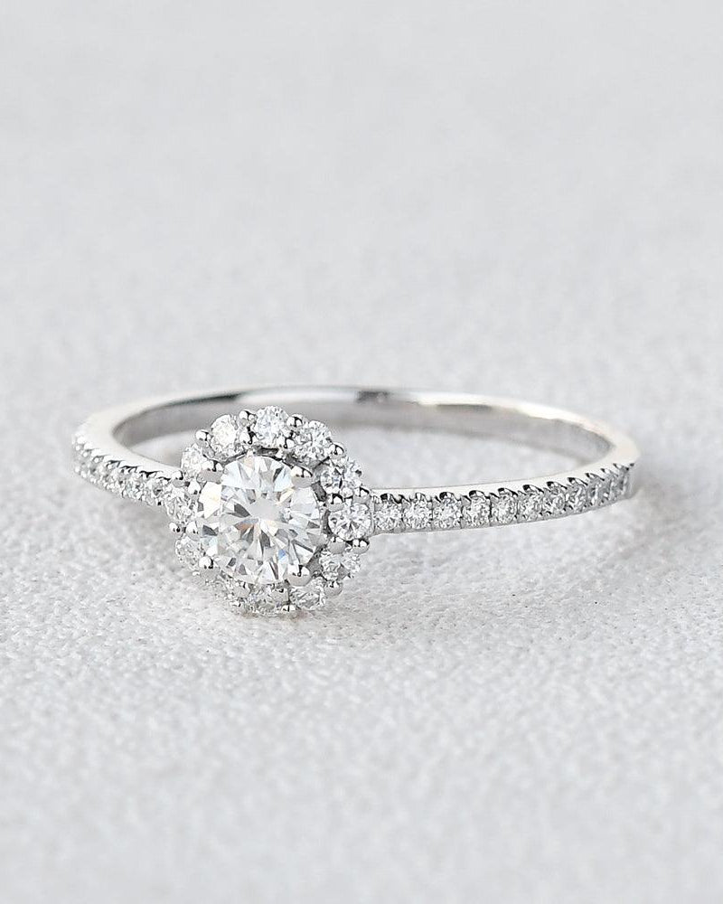 Round Shaped Moissanite Halo Ring - Felicegals