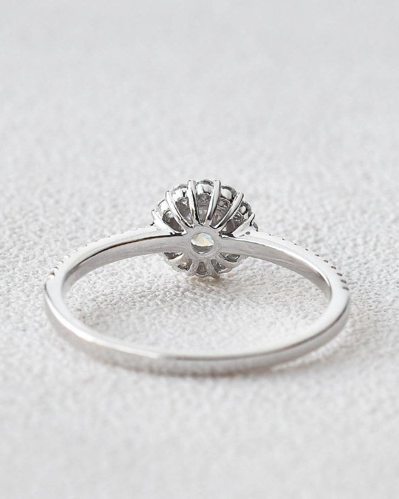 Round Shaped Moissanite Halo Ring - Felicegals