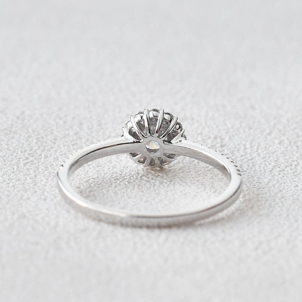 Round Shaped Moissanite Halo Ring - Felicegals