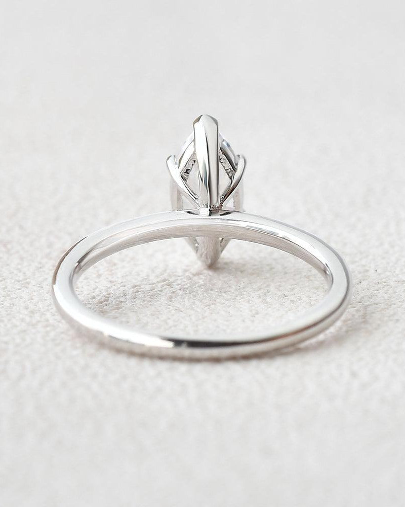 Marquise Moissanite Solitaire White Gold Ring - Felicegals 丨Wedding ring 丨Fashion ring 丨Diamond ring 丨Gemstone ring--Felicegals 丨Wedding ring 丨Fashion ring 丨Diamond ring 丨Gemstone ring