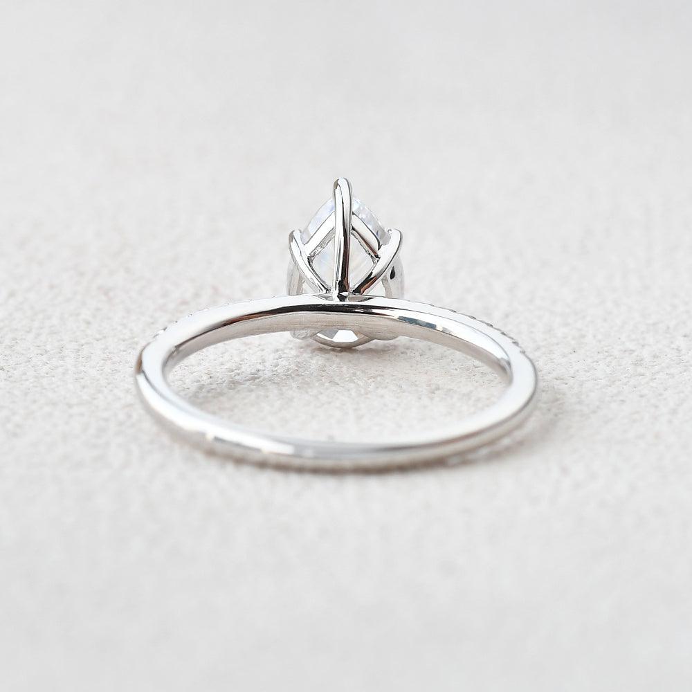 1ct Pear Shaped Moissanite Solitaire White Gold Ring - Felicegals 丨Wedding ring 丨Fashion ring 丨Diamond ring 丨Gemstone ring--Felicegals 丨Wedding ring 丨Fashion ring 丨Diamond ring 丨Gemstone ring