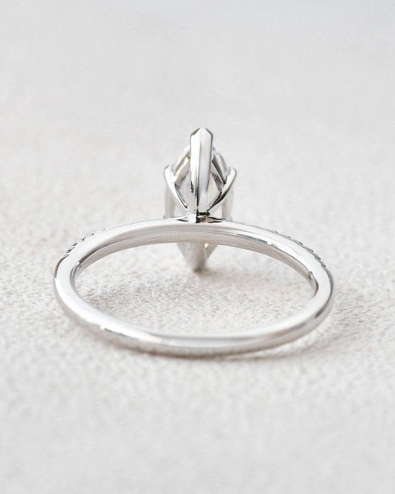 Marquise Moissanite Solitaire Eternity White Gold Ring - Felicegals 丨Wedding ring 丨Fashion ring 丨Diamond ring 丨Gemstone ring--Felicegals 丨Wedding ring 丨Fashion ring 丨Diamond ring 丨Gemstone ring