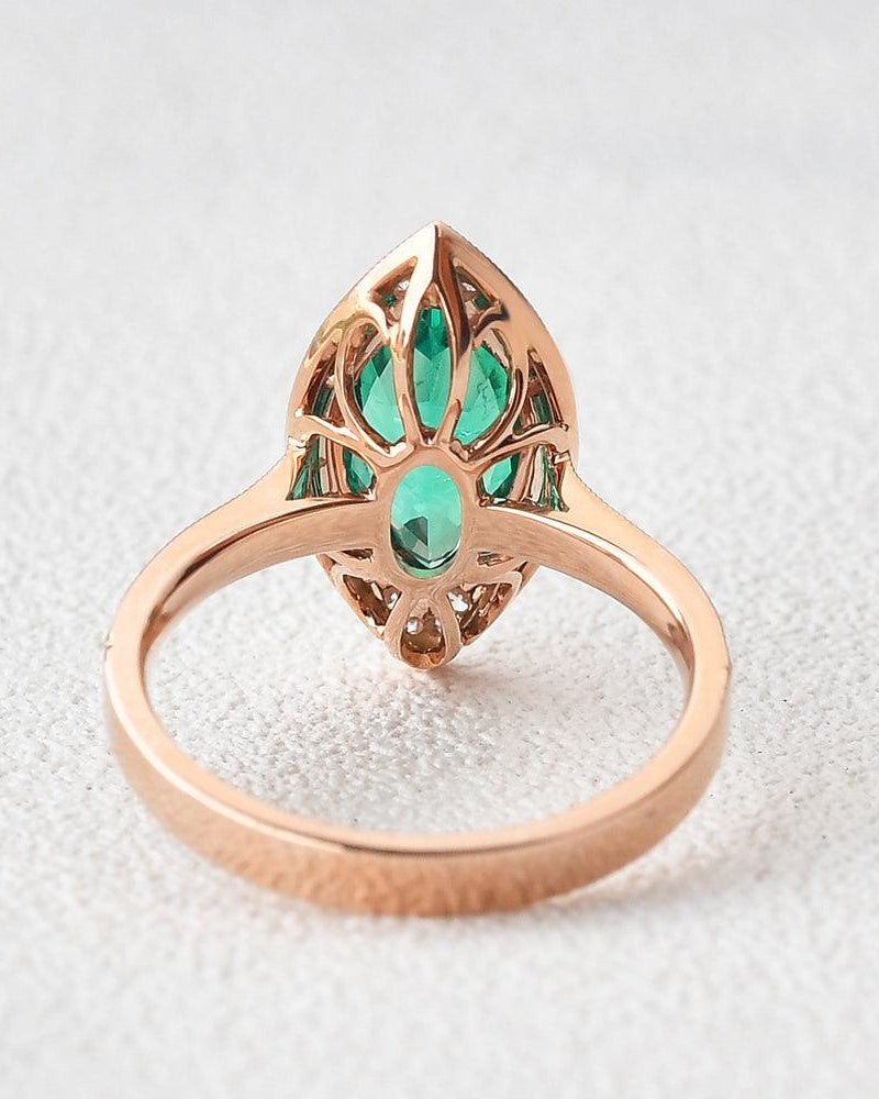 1.5ct Lab Emerald & Moissanite Art Deco Ring - Felicegals