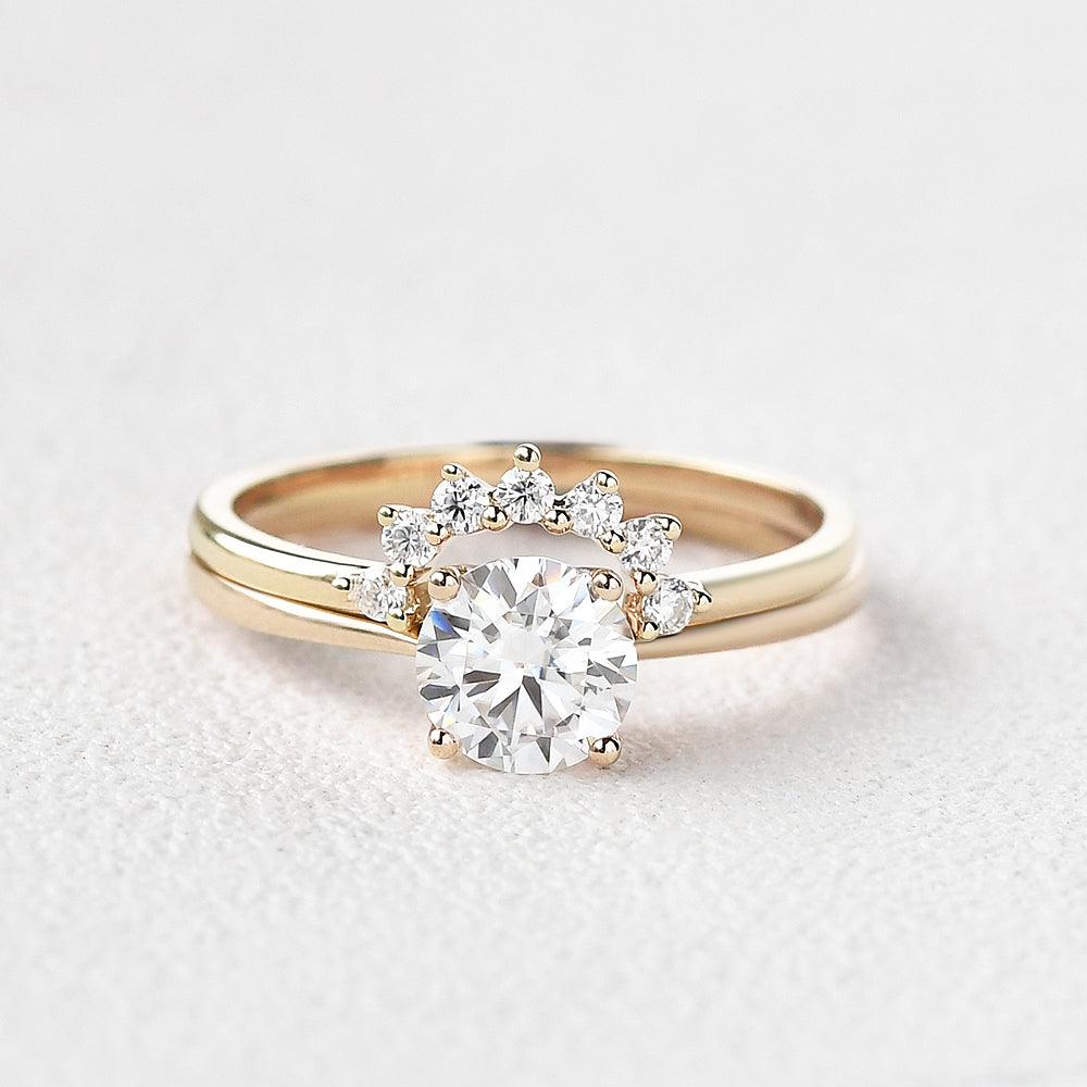 Classic 4 Prongs Round Cut Ring Set 2pcs - Felicegals 丨Wedding ring 丨Fashion ring 丨Diamond ring 丨Gemstone ring--Felicegals