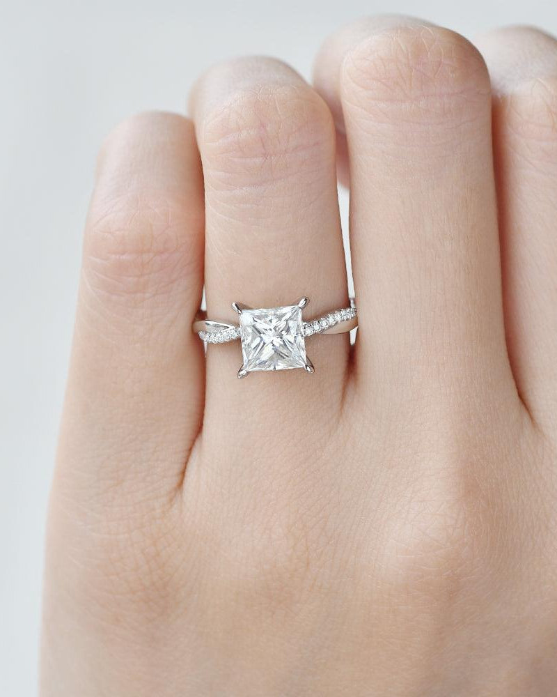 Moissanite Princess Cut Engagement Ring - Felicegals
