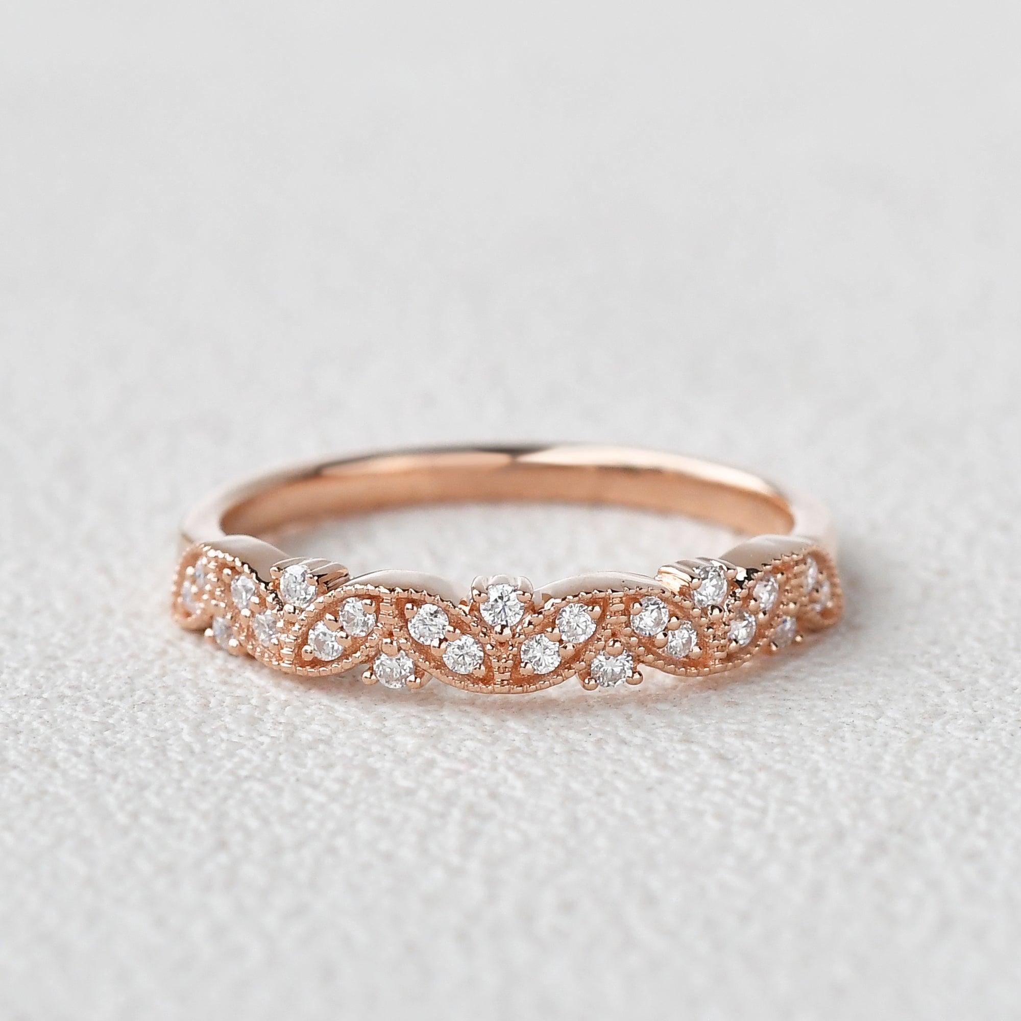 Moissanite Stacking Solid Gold Ring - Felicegals 丨Wedding ring 丨Fashion ring 丨Diamond ring 丨Gemstone ring--Felicegals