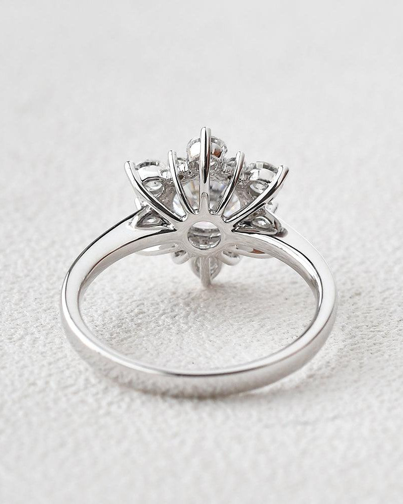 Flower Shaped Moissanite White Gold Ring - Felicegals