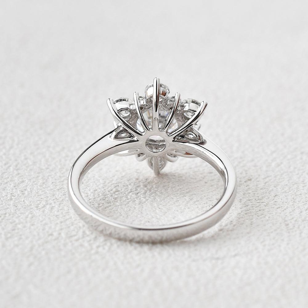 Flower Shaped Moissanite White Gold Ring - Felicegals