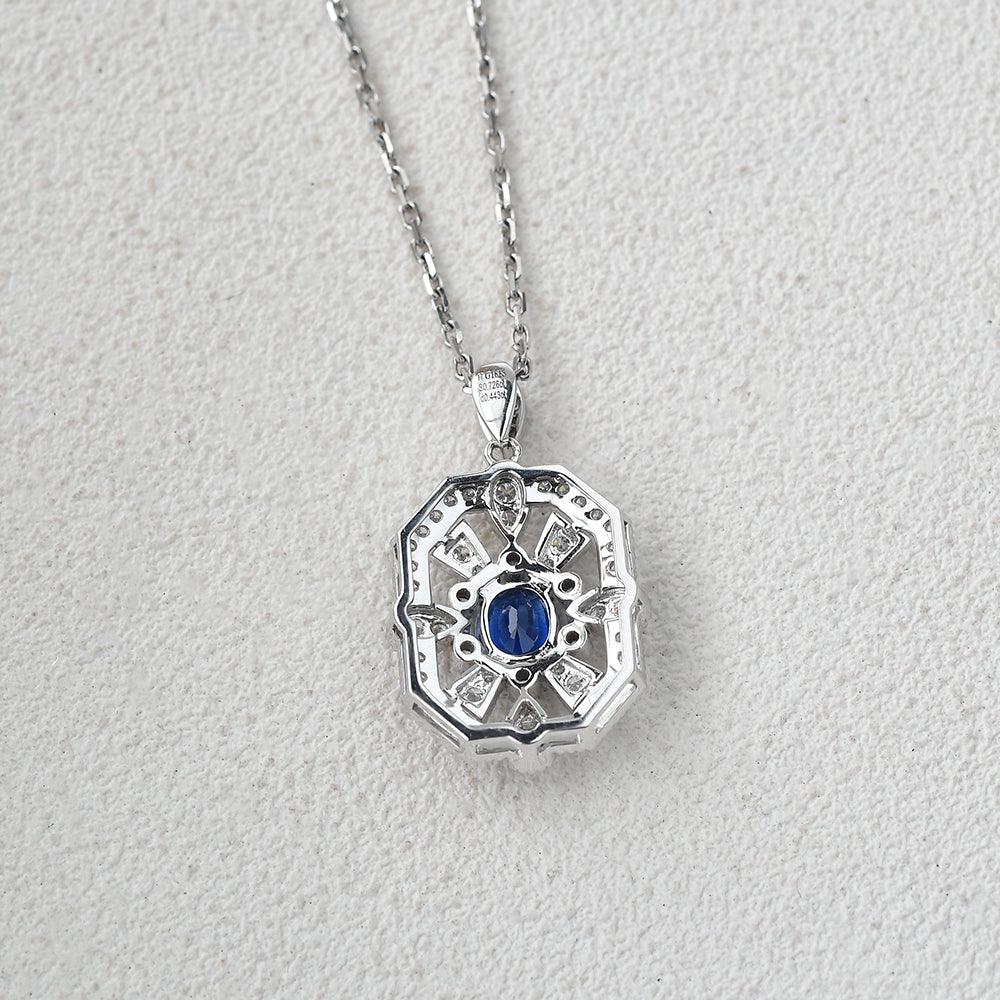 Vintage Inspired Sapphire White Gold Necklace - Felicegals 丨Wedding ring 丨Fashion ring 丨Diamond ring 丨Gemstone ring--Felicegals 丨Wedding ring 丨Fashion ring 丨Diamond ring 丨Gemstone ring