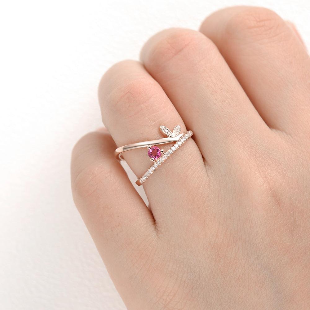 Natural Ruby & Moissanite Inspired Ring - Felicegals