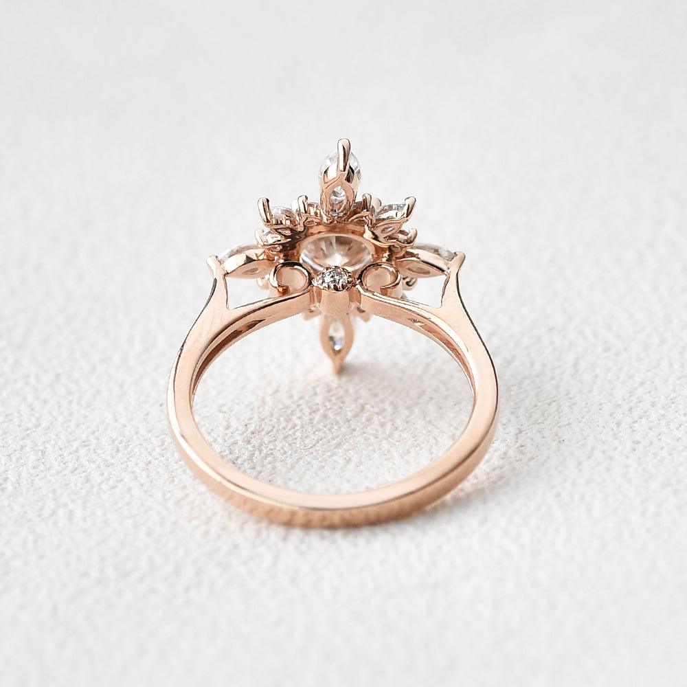 Flower Marquise Moissanite Rose Gold Ring - Felicegals