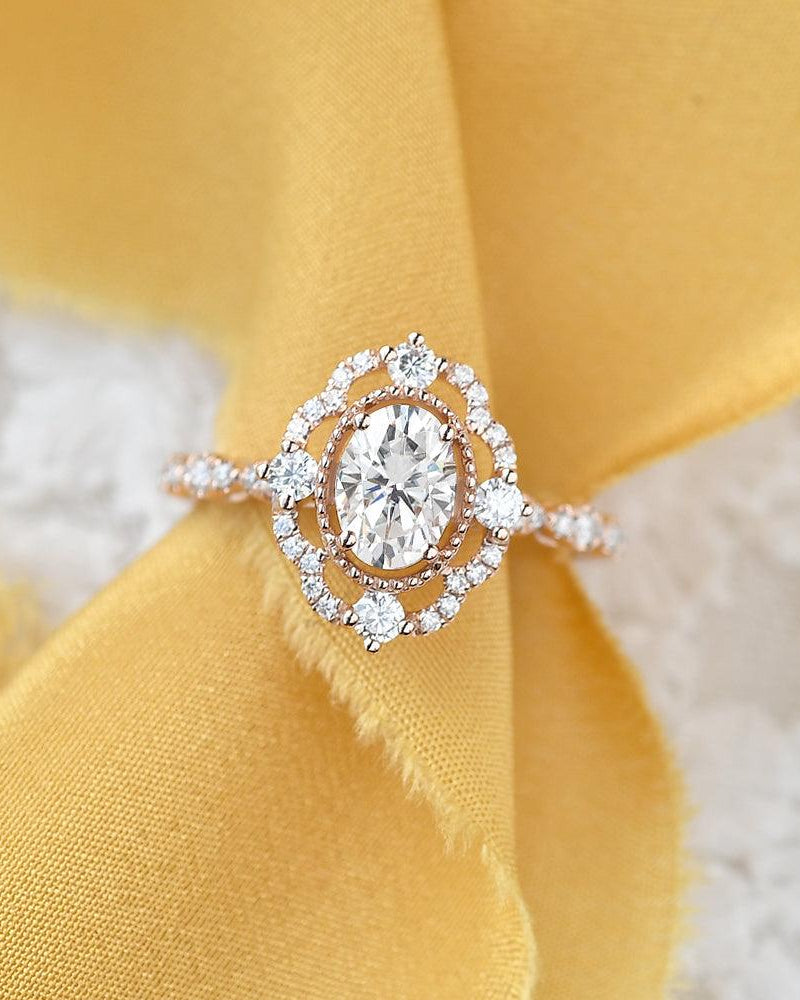 Oval Shaped Moissanite Engagement Bridal Ring - Felicegals