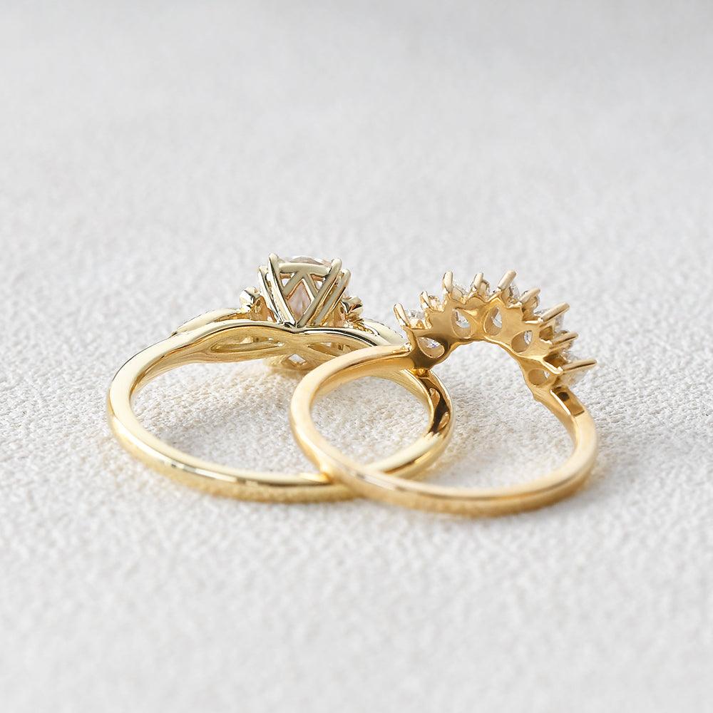 Felicegals 2ct Oval Cut Moissanite Vintage Ring Set 2pcs - Felicegals 丨Wedding ring 丨Fashion ring 丨Diamond ring 丨Gemstone ring-Jewelry-Felicegals 丨Wedding ring 丨Fashion ring 丨Diamond ring 丨Gemstone ring