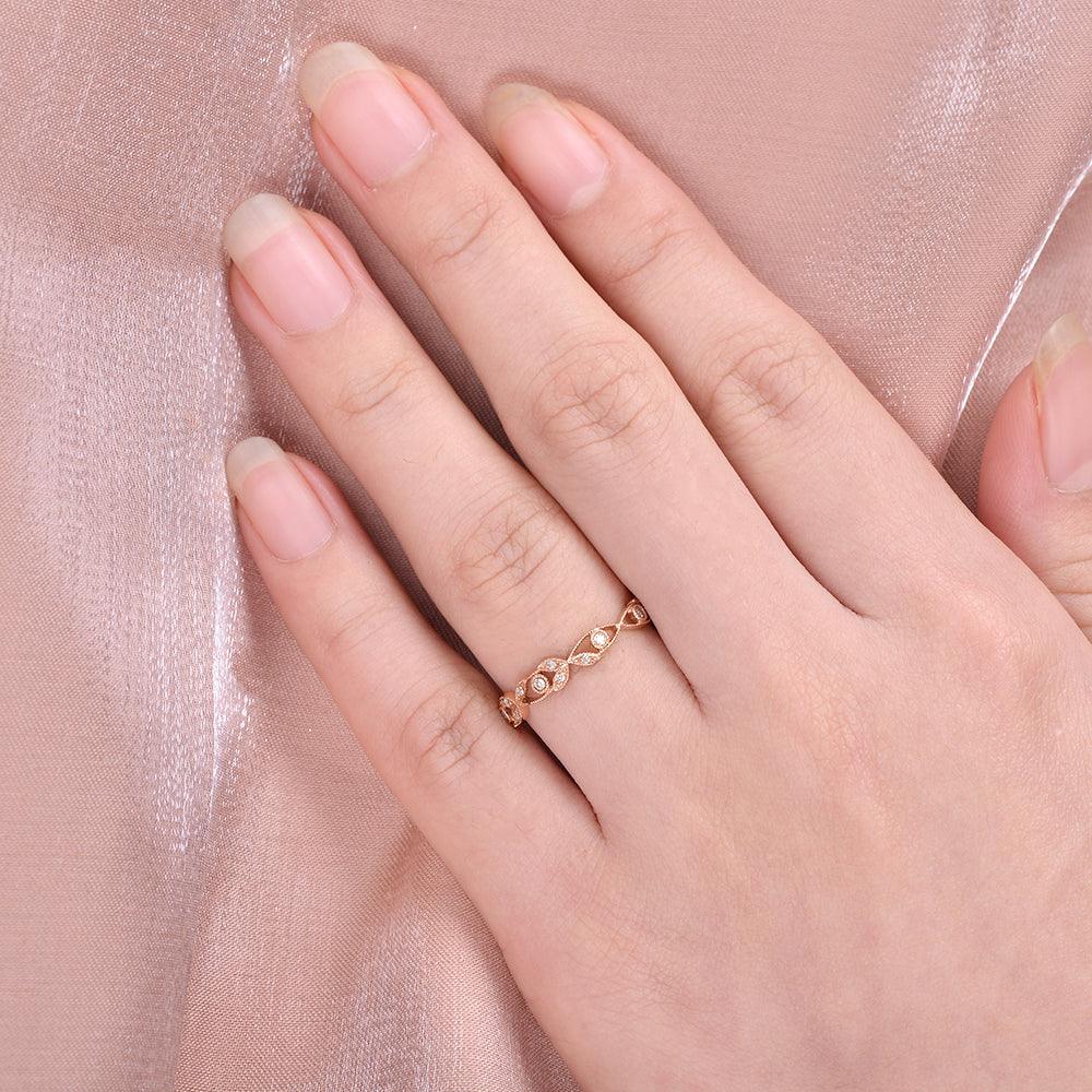 Moissanite Cluster Wedding Rose Gold Band - Felicegals 丨Wedding ring 丨Fashion ring 丨Diamond ring 丨Gemstone ring--Felicegals