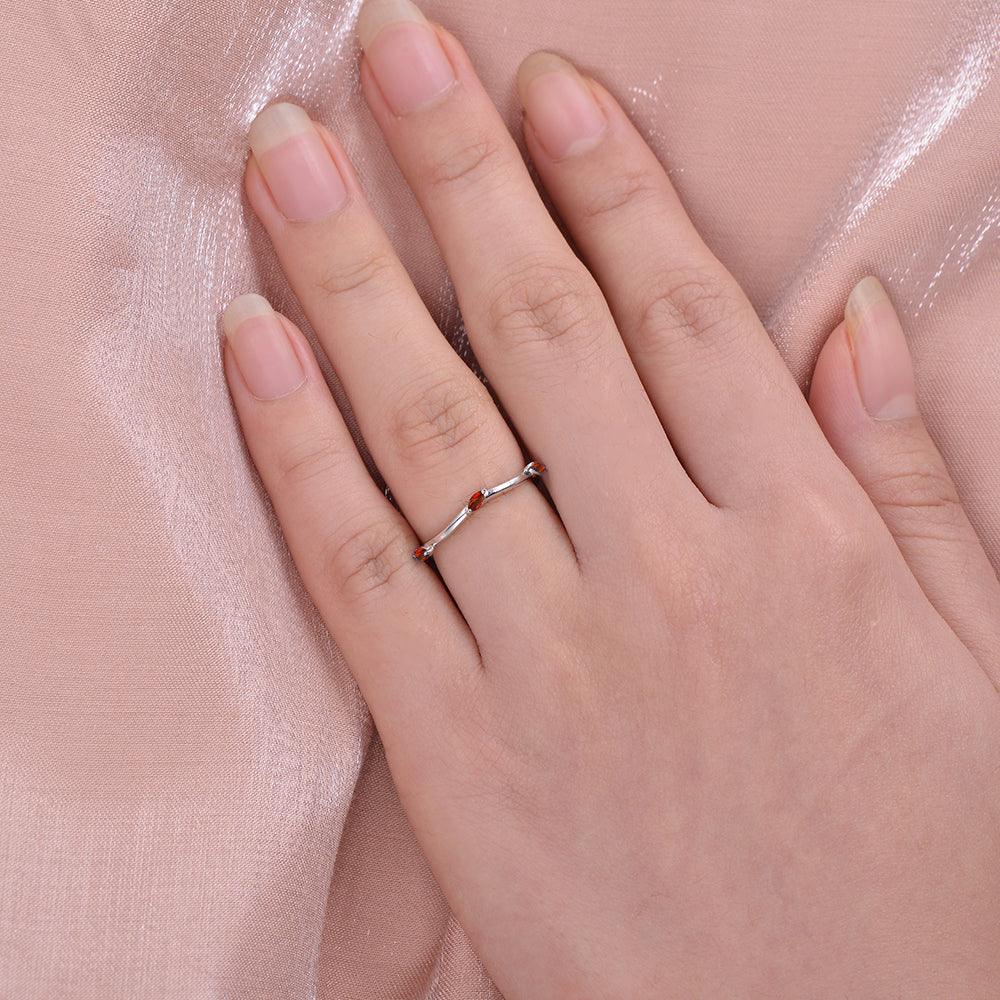 Lab Ruby Three Stone White Gold Ring - Felicegals 丨Wedding ring 丨Fashion ring 丨Diamond ring 丨Gemstone ring--Felicegals