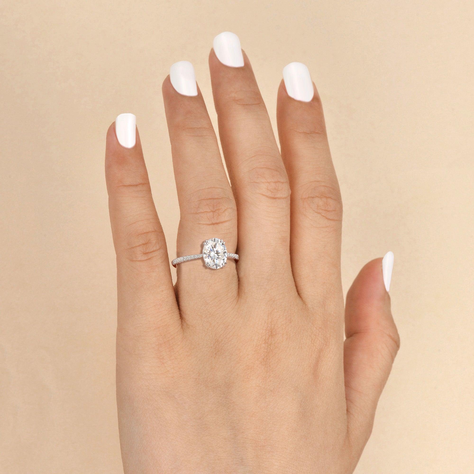 2ct Oval Moissanite Rose Gold Ring - Felicegals 丨Wedding ring 丨Fashion ring 丨Diamond ring 丨Gemstone ring