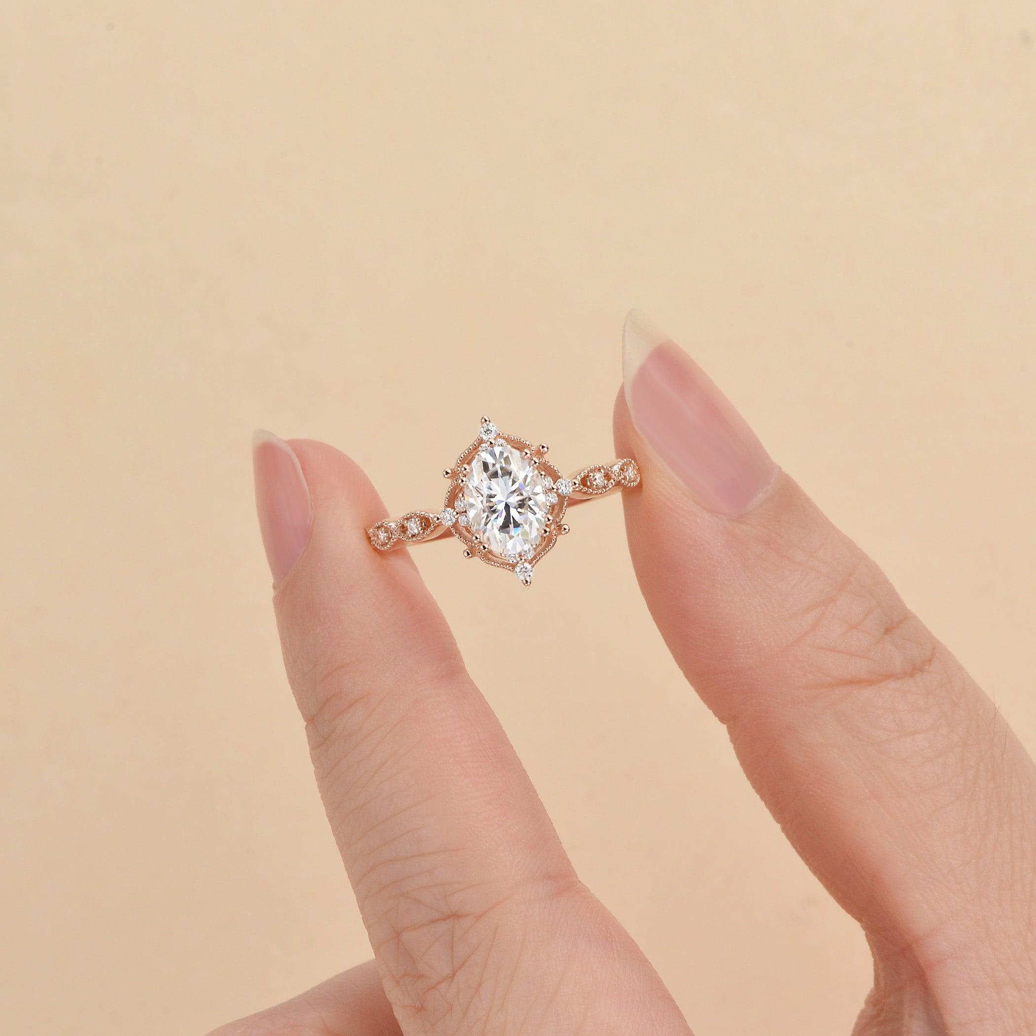 1.5ct Signature Moissanite Vintage Engagement Ring - Felicegals 丨Wedding ring 丨Fashion ring 丨Diamond ring 丨Gemstone ring