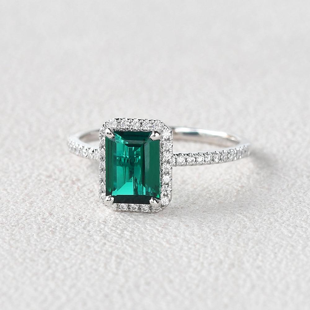 Emerald & Moissanite Rose Gold  Ring - Felicegals 丨Wedding ring 丨Fashion ring 丨Diamond ring 丨Gemstone ring--Felicegals