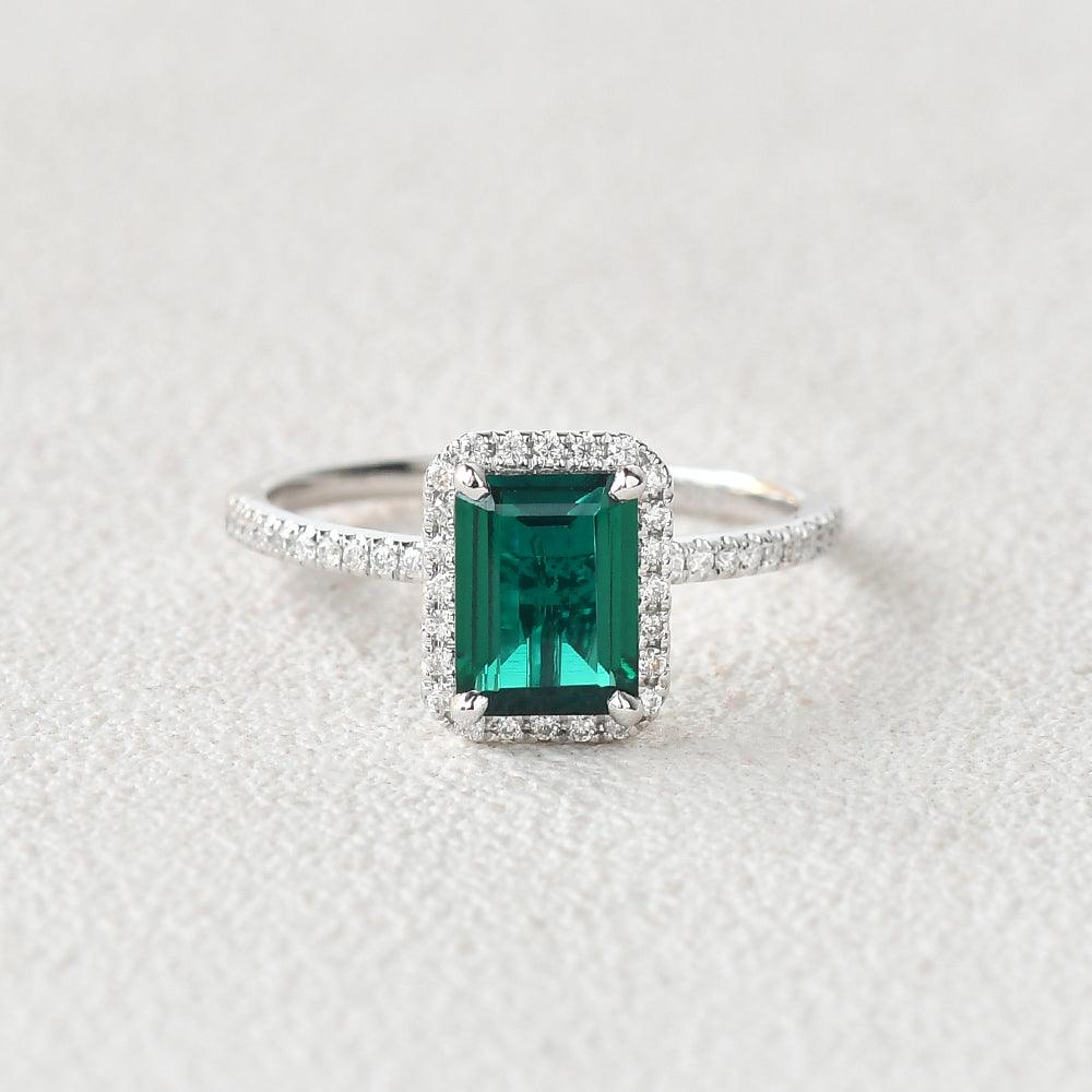 Emerald & Moissanite Rose Gold Ring - Felicegals 丨Wedding ring 丨Fashion ring 丨Diamond ring 丨Gemstone ring--Felicegals