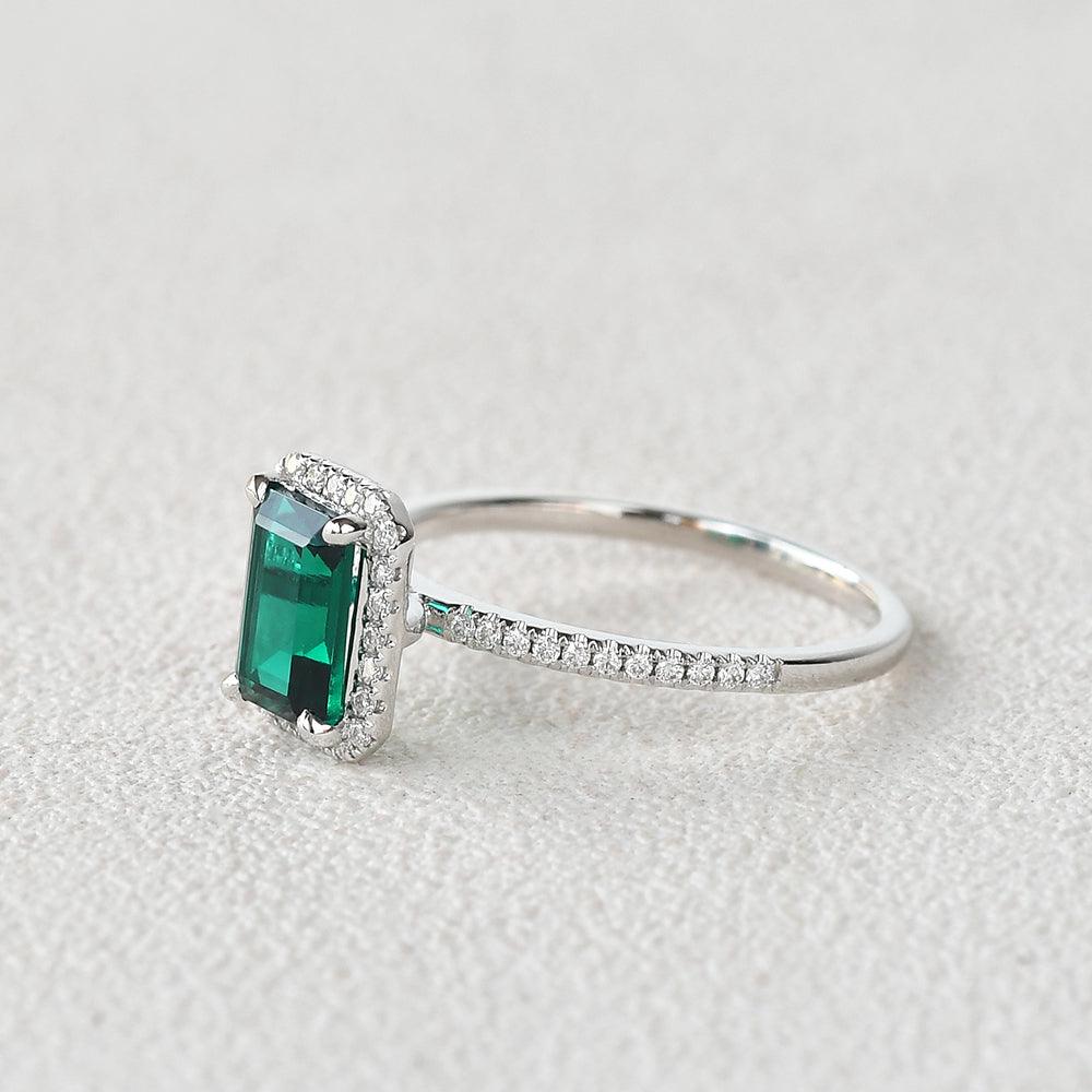 Emerald & Moissanite Rose Gold Ring - Felicegals 丨Wedding ring 丨Fashion ring 丨Diamond ring 丨Gemstone ring--Felicegals