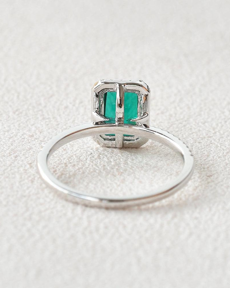 Emerald & Moissanite Rose Gold Ring - Felicegals 丨Wedding ring 丨Fashion ring 丨Diamond ring 丨Gemstone ring--Felicegals