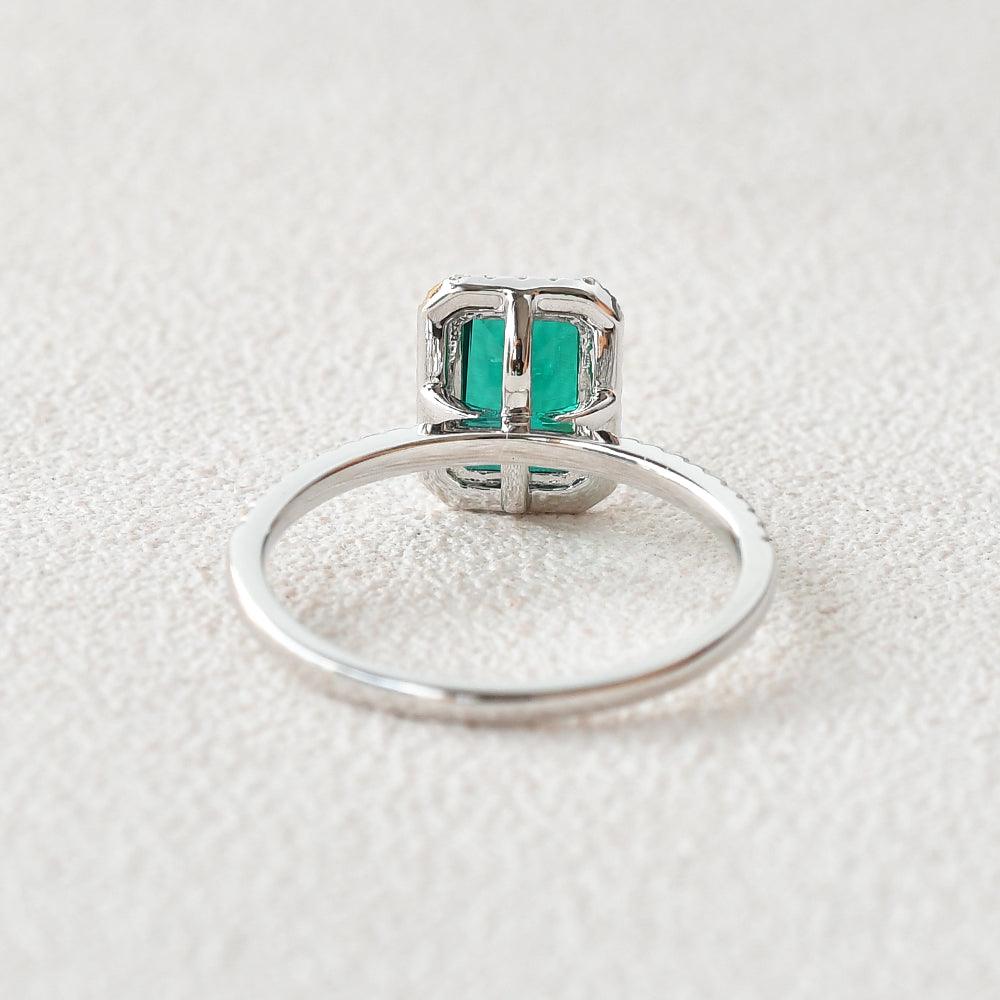Emerald & Moissanite Rose Gold Ring - Felicegals 丨Wedding ring 丨Fashion ring 丨Diamond ring 丨Gemstone ring--Felicegals