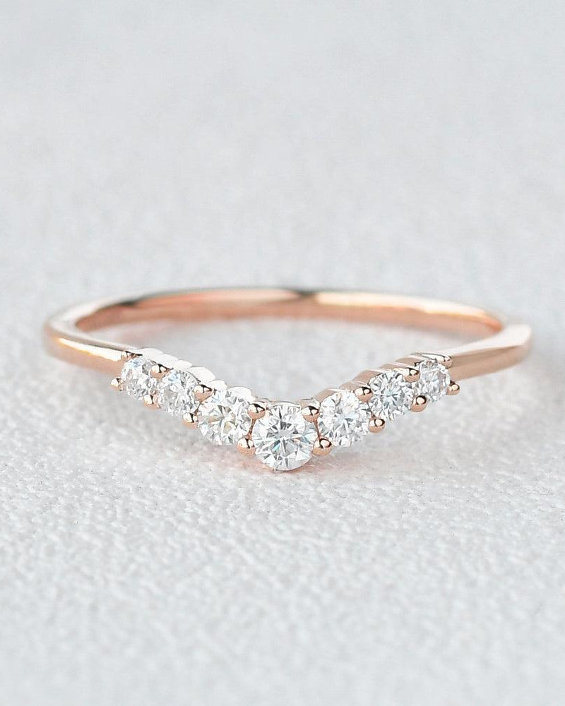 Chevron V Shaped Moissanite Yellow Gold Ring - Felicegals