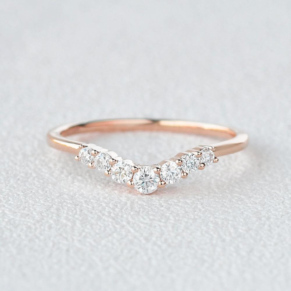 Chevron V Shaped Moissanite Yellow Gold Ring - Felicegals