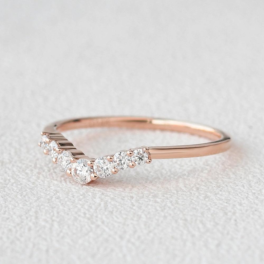 Chevron V Shaped Moissanite Yellow Gold Ring - Felicegals