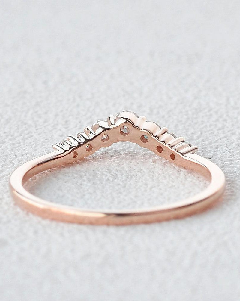 Chevron V Shaped Moissanite Yellow Gold Ring - Felicegals