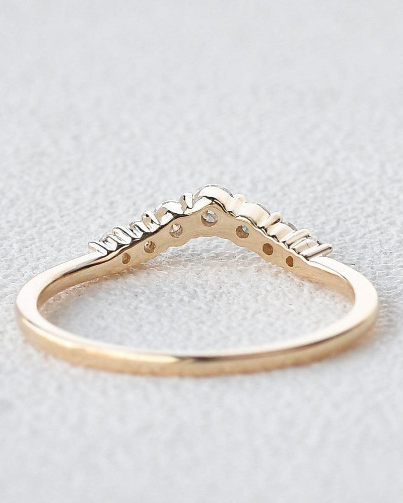 Chevron V Shaped Moissanite Yellow Gold Ring - Felicegals