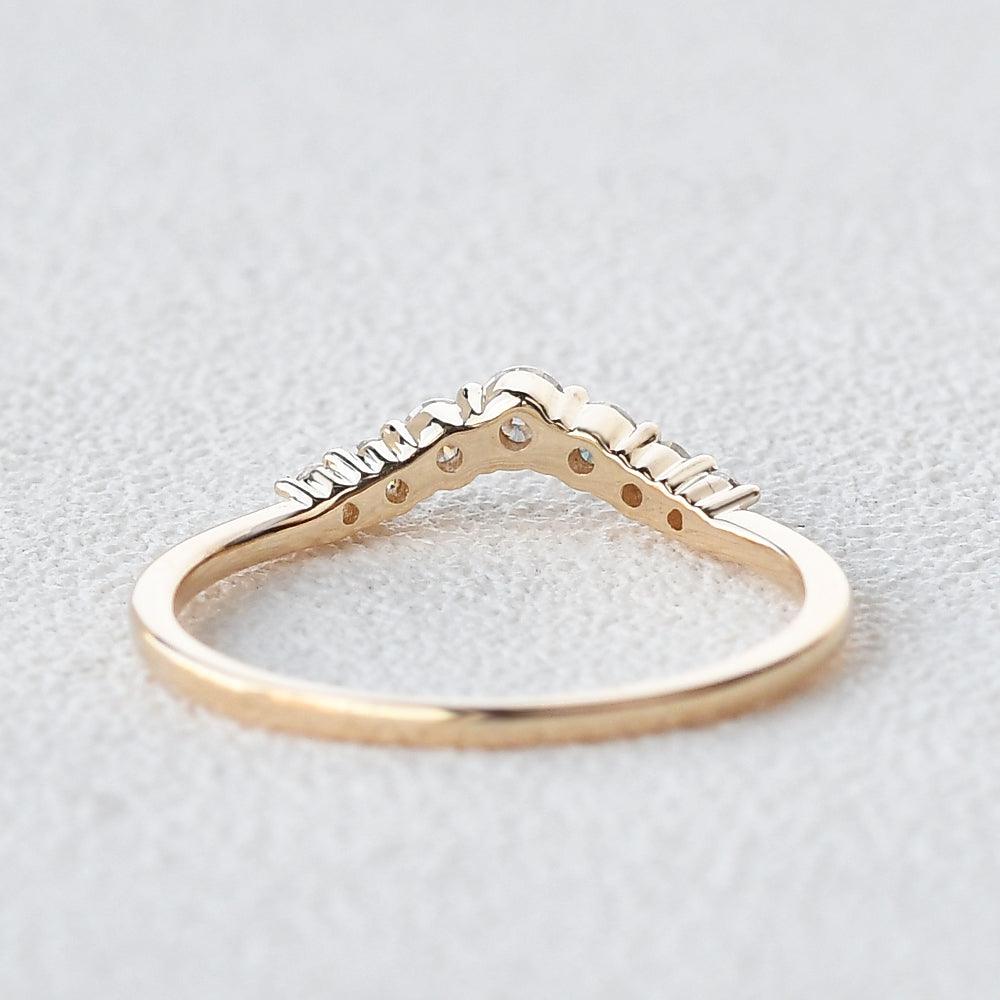 Chevron V Shaped Moissanite Yellow Gold Ring - Felicegals