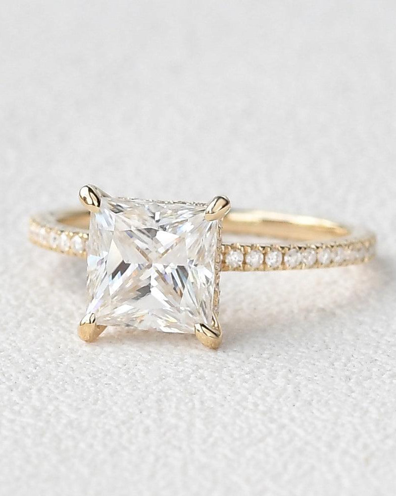 Princess Cut Moissanite Engagement Ring - Felicegals